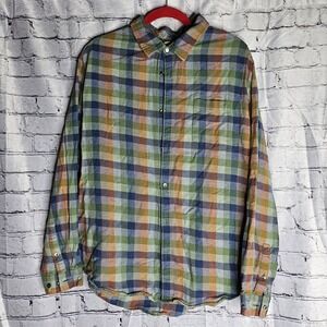 Carbon to Cobalt Shirt Mens Xl Button Up Long Sleeve Multicolor Check Fall